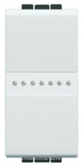 Выключатель 2-клавишный проходной (с двух мест), Axial, с подсветкой, цвет Белый, Bticino LivingLigh
