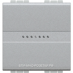 Выключатель 1-клавишный с двух мест проходной, Axial, с подсветкой, цвет Алюминий, Bticino LivingLig